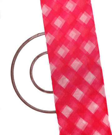 pink color zig zag pattern organza fabric